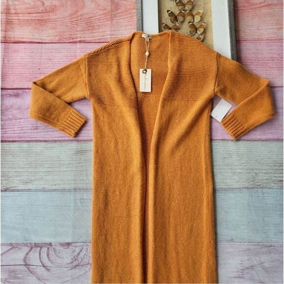 NWT For Love & Lemons Burnt Orange Dylan Open Front Long Duster Cardigan Small - Picture 8 of 10